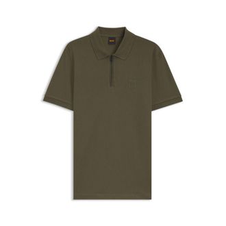 BOSS Stretch-cotton slim-fit polo shirt with logo patch