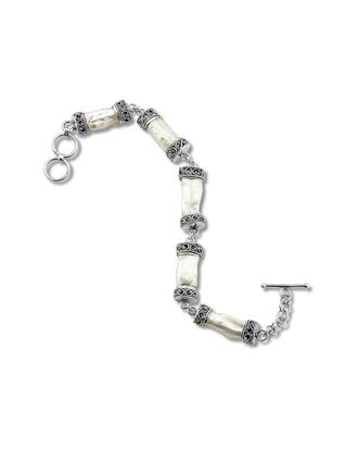 Samuel B. Silver Pearl Elongated Station Bracelet