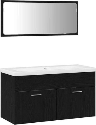 vidaXL Juego de muebles de baño 3 pcs Roble Negro Madera de ingeniería vidaXL