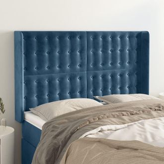 vidaXL Vidaxl - Cabecero Con Orejas De Terciopelo Azul Oscuro 147x16x118/128 Cm