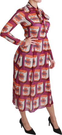 Dolce & Gabbana Womens Silk Bellezza Print Dress Purple Elastane