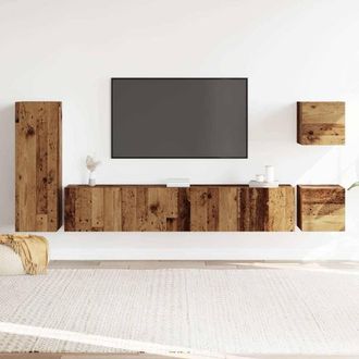 Berkfield Home Classic 5 Piece TV Cabinet Set Wall-mounted Old Wood Engineered Wood