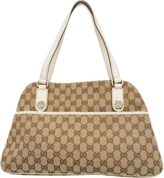 Gucci Pre-owned Shoulder Bags, female, Brown, Size: ONE SIZE Pre-owned Vintage Canvas Shoulder Bag
