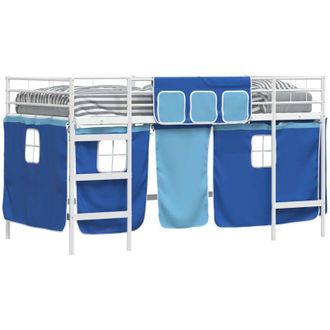vidaXL Estructura De Cama Alta Para Ni&ntilde;os Con Cortinas Y Azul Vidaxl