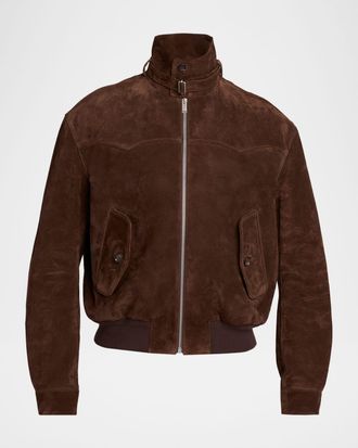 Alexander McQueen Men & apos;s Harrington Cropped Leather Bomber Jacket