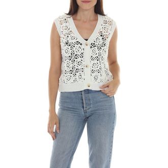 Rain + Rose Knit Vest in White at Nordstrom Rack, Size X-Large