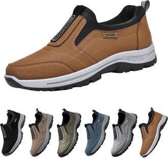 Generic Hiking Trainers Mens Slip On - Casual Mens Shoes Suede Lightweight Breathable Sneakers Comfort Orthopedic Shoes Flat Sole Wide Fit Footwear Non-Slip S