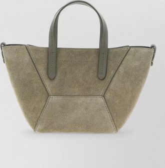 Brunello Cucinelli tote bag detachable strap suede finish handles