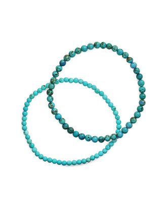 Sterling Forever Gemstone Set of 2 Stone Beaded Stretch Bracelets