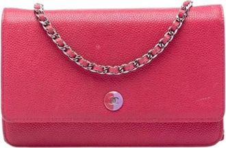 Chanel Pre-owned Flap Crossbody Bag - Dames - Vintage Schoudertas - Roze - ONE Size - Leer - Vintage