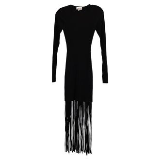 Ganni Ganni Fringed Dress in Black Wool