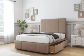 Comfort Beds Arya Plush Divan Base 2 Drawers - 54 Headboard-Footboard in Taupe | Size: Small Double
