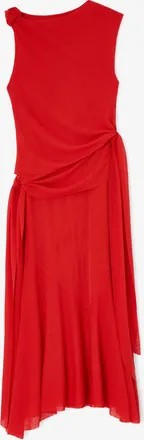 Ganni Long Dress in Marl Mesh - Size 10/12 Goji Berry