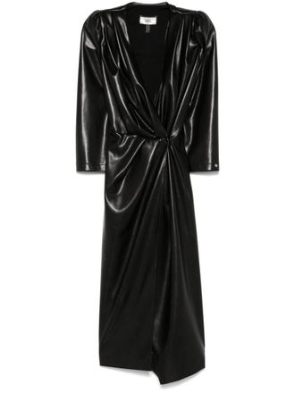 Nissa faux-leather midi dress - women - Polyester/Polyester/Polyurethane - 36 - Black