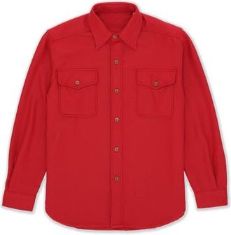 Fortela CPO Flannel Wool Overshirt in Red at Nordstrom, Size Medium Eu