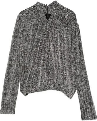 Iro Ysane Top de Manga Larga con Cuello Alto Texturizado - Tops - Mujer - Gris - S