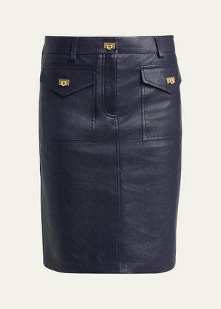 Ferragamo Nappa Leather Knee-Length Skirt