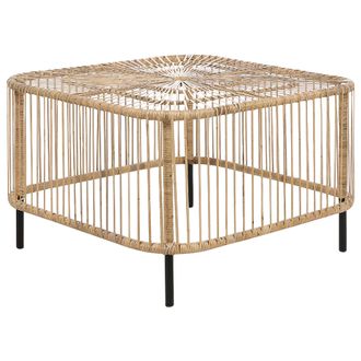Beliani Beliani - Mesa De Centro De Rat&aacute;n Negro Natural 67 X 67 Cm A Mano Resistente Uv Cesantico