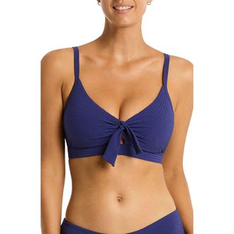 Sea Level Australia Messina Tie Front DD- & E-Cup Bikini Top in French Navy at Nordstrom Rack, Size 4 Us / 8 Au