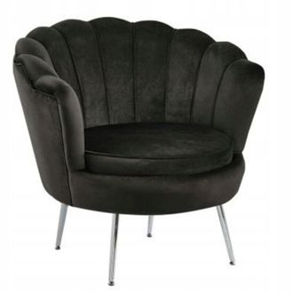 OEM Silla De Terciopelo Tapizada Concha Negra Grande Soft Furnitex Nueva