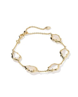 Kendra Scott Womens Adriana Scallop Frame Delicate Chain Bracelet In Gold Natural Mother Of Pearl