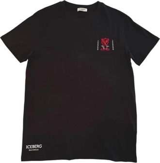 Iceberg Zwarte Katoenen Heren T-Shirt Moderne Stijl - Heren - T-shirts - Zwart - S - Katoen - Tops