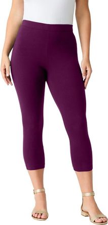 Roaman's Plus Size Essential Stretch Capri Legging in Dark Berry at Nordstrom, Size 44