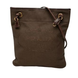 Prada Pre-owned Canvas Crossbody Bag - Dames - Pre-owned - Bruin - Maat: ONE Size Leer