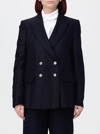 Emporio Armani Pinstripe Double-Breasted Wool Blazer with Peak Lapels
