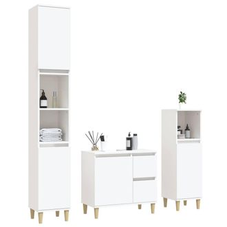 Berkfield Home Durable 3 Piece Bathroom Cabinet Set White Engineered Wood
