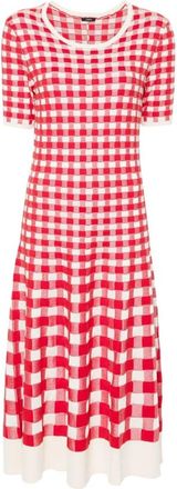 Joseph Rode Vichy Jacquard Maxi Jurk - Dames - Maxi kleedjes - Rood - XS - Kleedjes