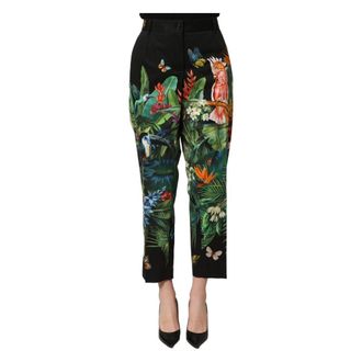 Dolce & Gabbana High Waist Straight Trousers - female - Dolce & Gabbana - Cropped Trousers - Multicolor - 3XL - Trousers