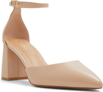 Aldo Jan Ankle Strap Pointed Toe Pump in Beige at Nordstrom, Size 6.5
