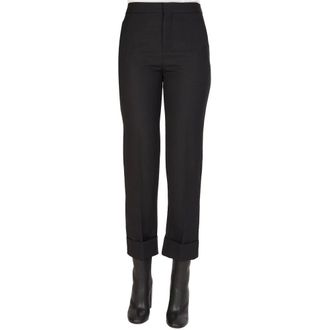 Maison Margiela Straight Trousers, female, Black, 3XS, Pure Virgin Wool Trousers