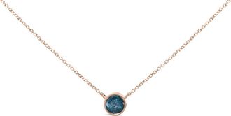 House of Brilliance 14K Rose Gold 2.0 Cttw Bezel Set Blue Diamond Solitaire Pendant Necklace - 18 Inches