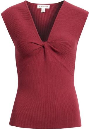Nordstrom Sleeveless Twist Front Sweater in Burgundy Rhode at Nordstrom, Size Xx-Large