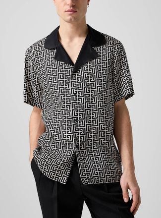 Balmain Mens Monogrammed silky cabana shirt