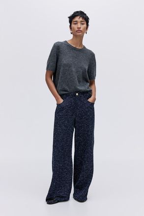 H&M Boucl&eacute; Trousers in Navy Blue Melange at Nordstrom, Size Xx-Large