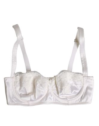 Dolce & Gabbana Silk Underwired Balconette Bra - White
