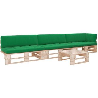 vidaXL Muebles De Palets 4 Pzas Y Cojines Madera Pino Impregnada Vidaxl