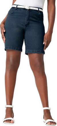 Jessica London Classic Cotton Denim Shorts in Indigo at Nordstrom, Size 20