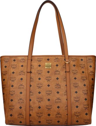 MCM Mcm Frauens Umh&auml;ngetasche Stoff Braun/Cognac