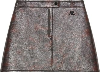 Courrèges high-waisted miniskirt - women - Cotton/Elastane/Polyurethane - 40 - Brown