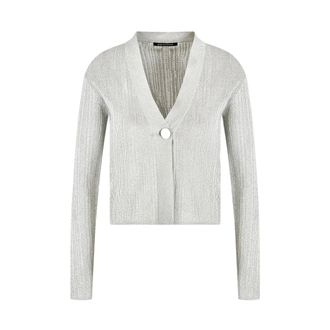 A|X Armani Exchange Cardigans, female, Gray, Size: L Cropped V-neck Cardigan