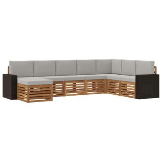 vidaXL Conjunto De Sof&aacute;s De Exterior 8 Pcs Natural Y Gris Claro Vidaxl