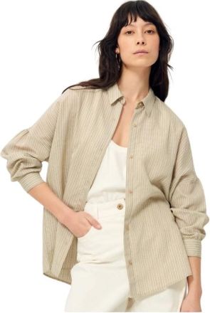 Sessun Botan losse overhemd - Dames - Overhemden - Beige - M - Overhemden