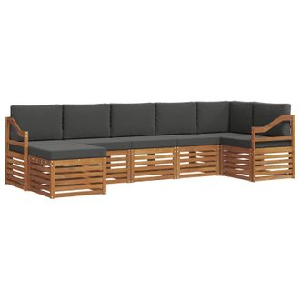 vidaXL Conjunto De Sof&aacute; Seccional Con Coj&iacute;n 7 Pcs Natural Y Antracita Vidaxl