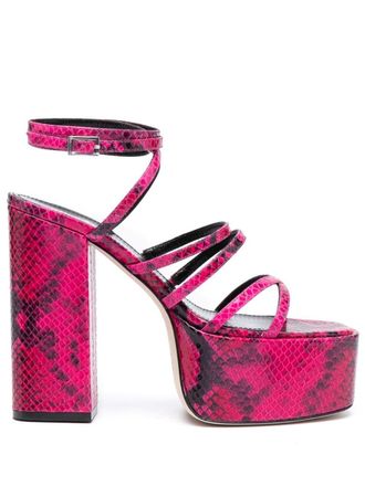 PARIS TEXAS Evita snakeskin-effect 130mm sandals - Pink