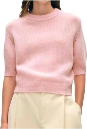 White + Warren Cashmere Featherweight Puff Sleeve Crew Sweater In Primrose