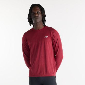 New Balance Uomo RC Essential Long Sleeve in Rosso, Maglia di Poliestere, Taglia 2XL
